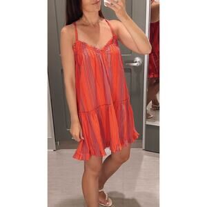 Universal Thread Orange-Pink Striped Ruffle Sundress